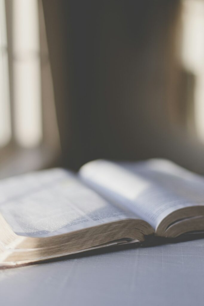 Open Bible in window light